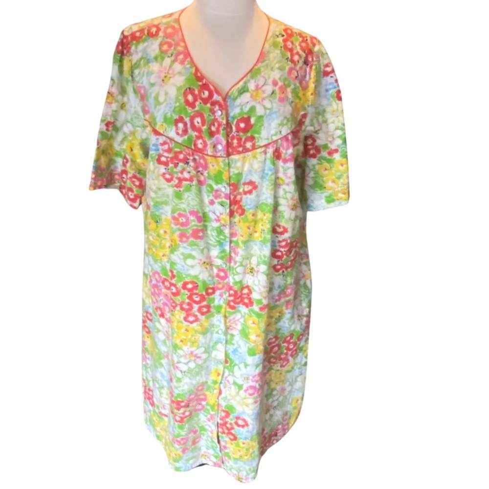 La Cera dress Pearl Snap button down Daytime Cottage Core Night gown grandma 1X